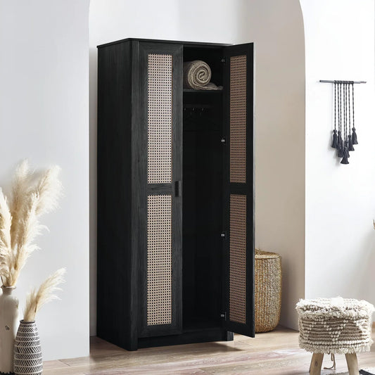 Sydney Black 2 Door Wardrobe in Black - Styled in a Bedroom