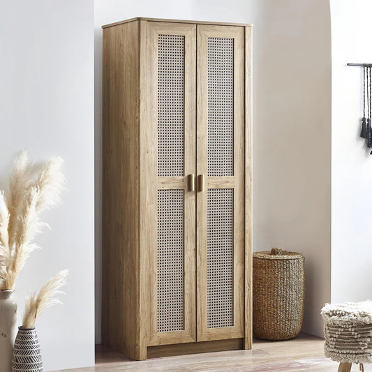 Sydney 2 Door Wardrobe in Oak Colour - Styled in a Bedroom