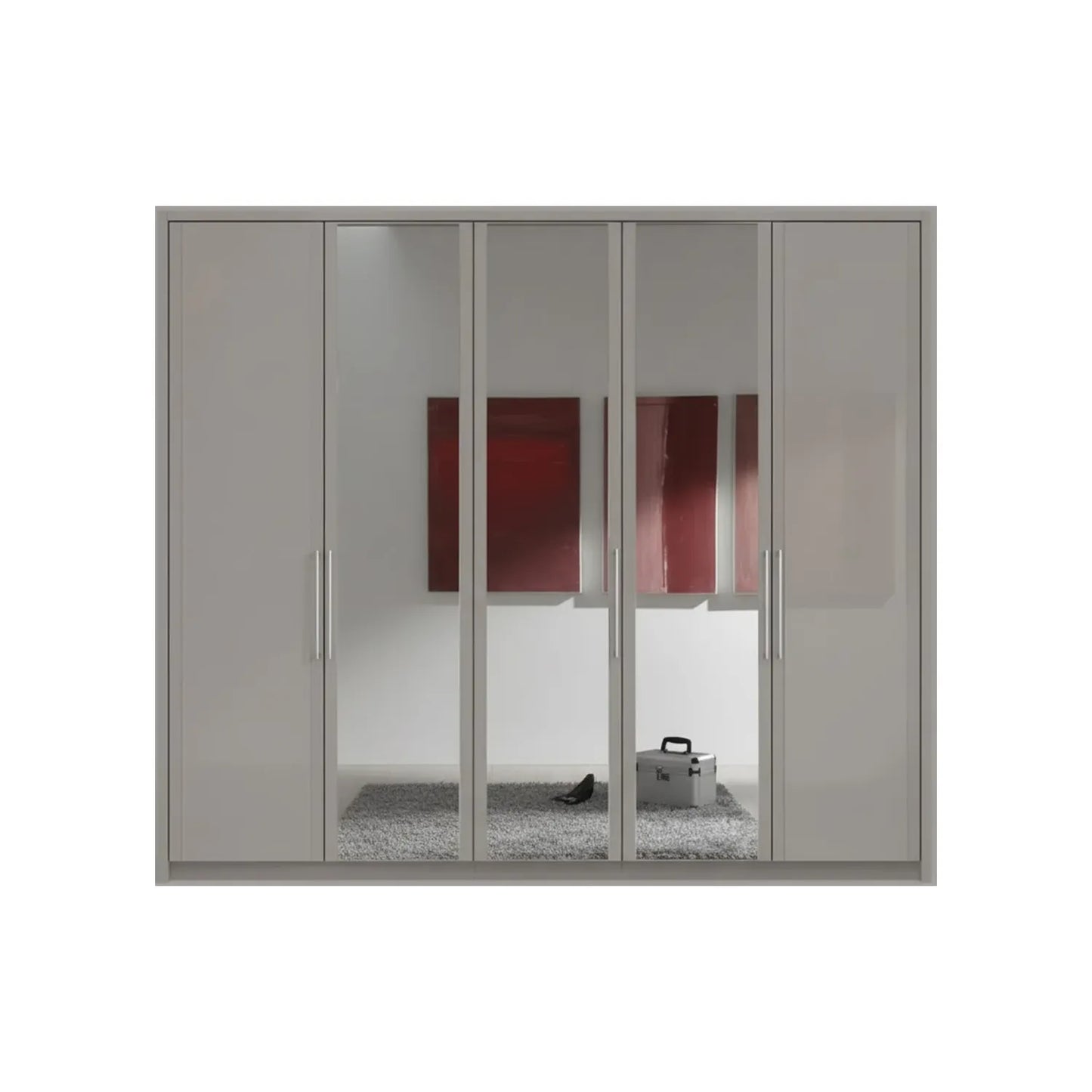 Wiemann Bristol Pebble Grey 4 Door Wardrobe With Mirror