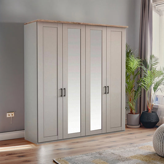 Wiemann Adeline 4 Door Hinged Wardrobe - W200cm With Mirror - Styled in Bedroom