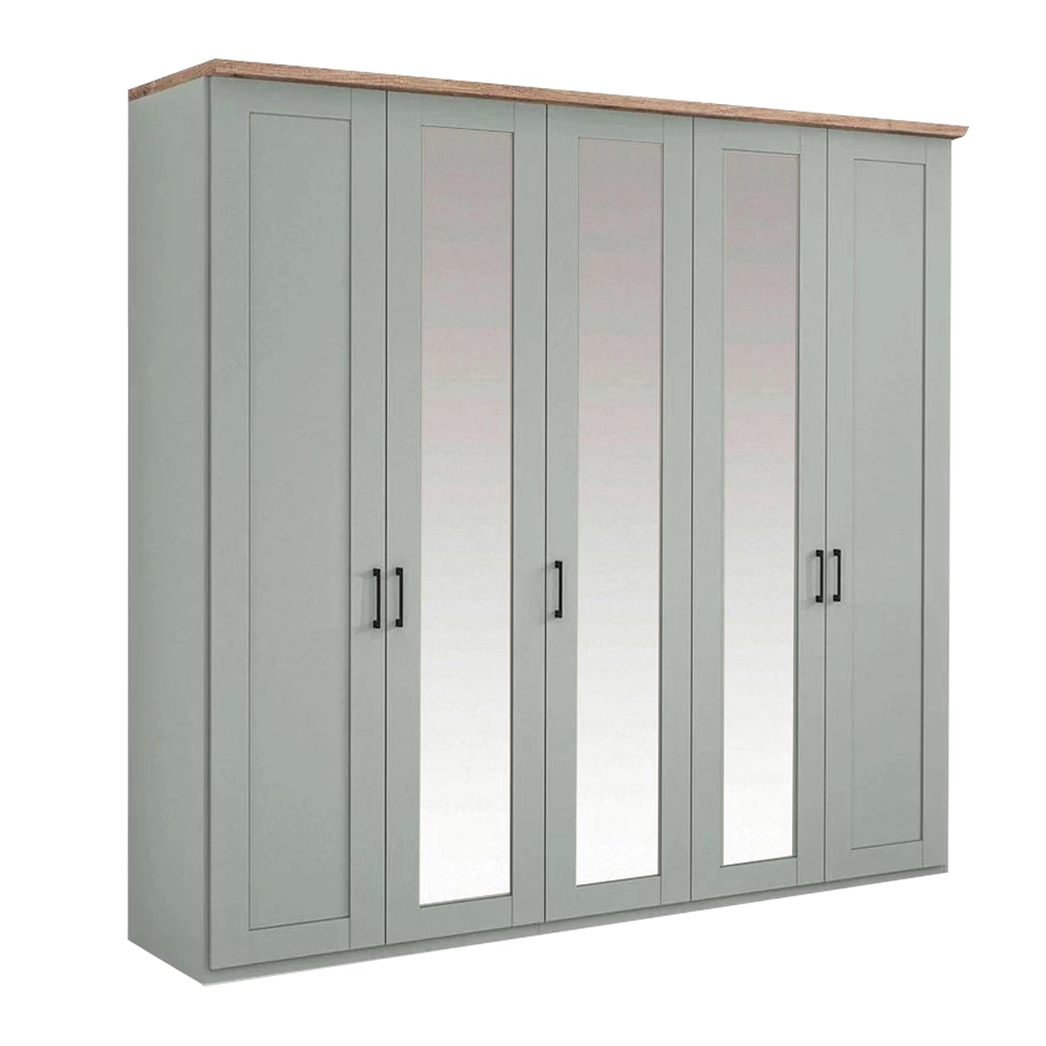 Wiemann Adeline 5 Door Hinged Wardrobe - W250cm With Mirror in Sage Green