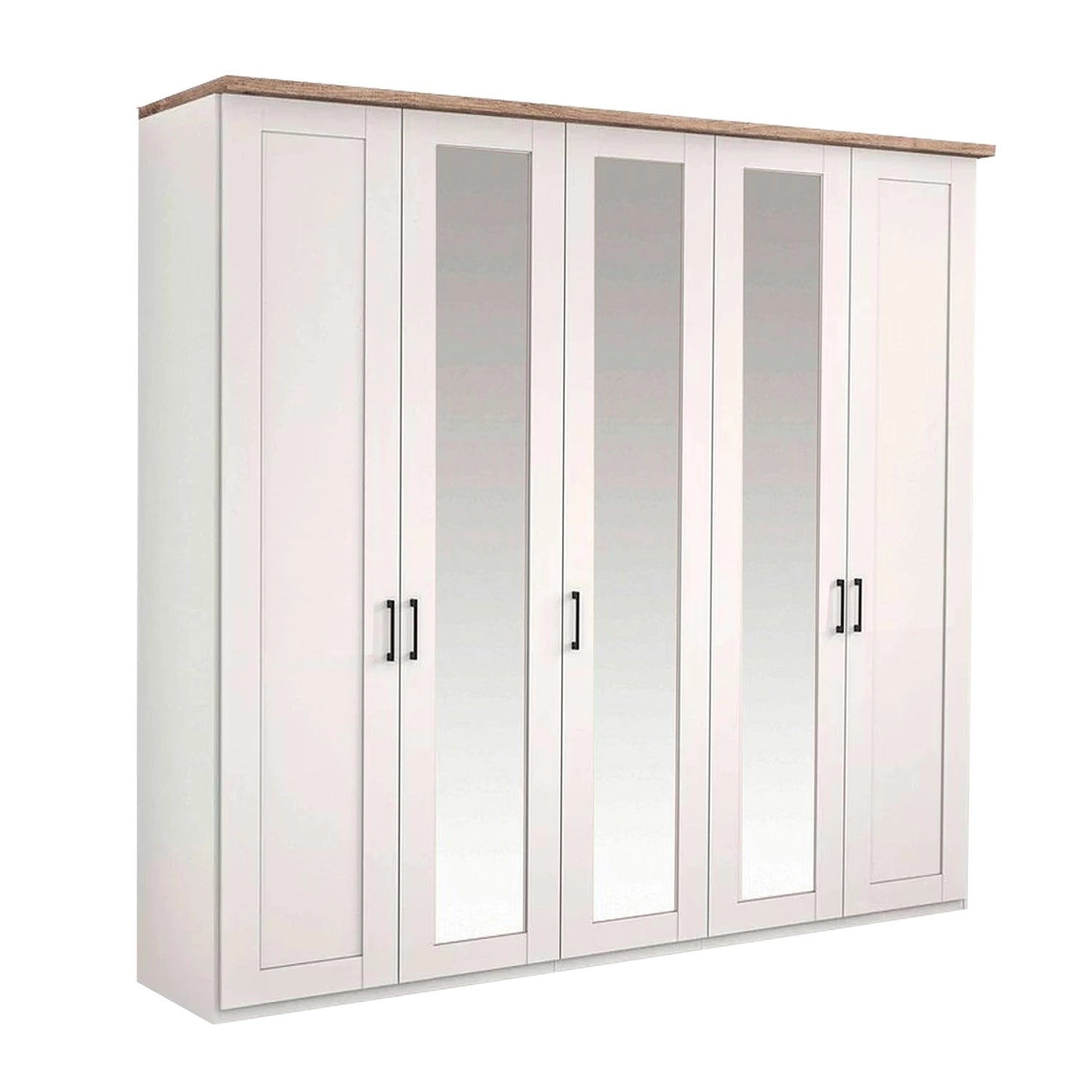 Wiemann Adeline 5 Door Hinged Wardrobe - W250cm With Mirror in White