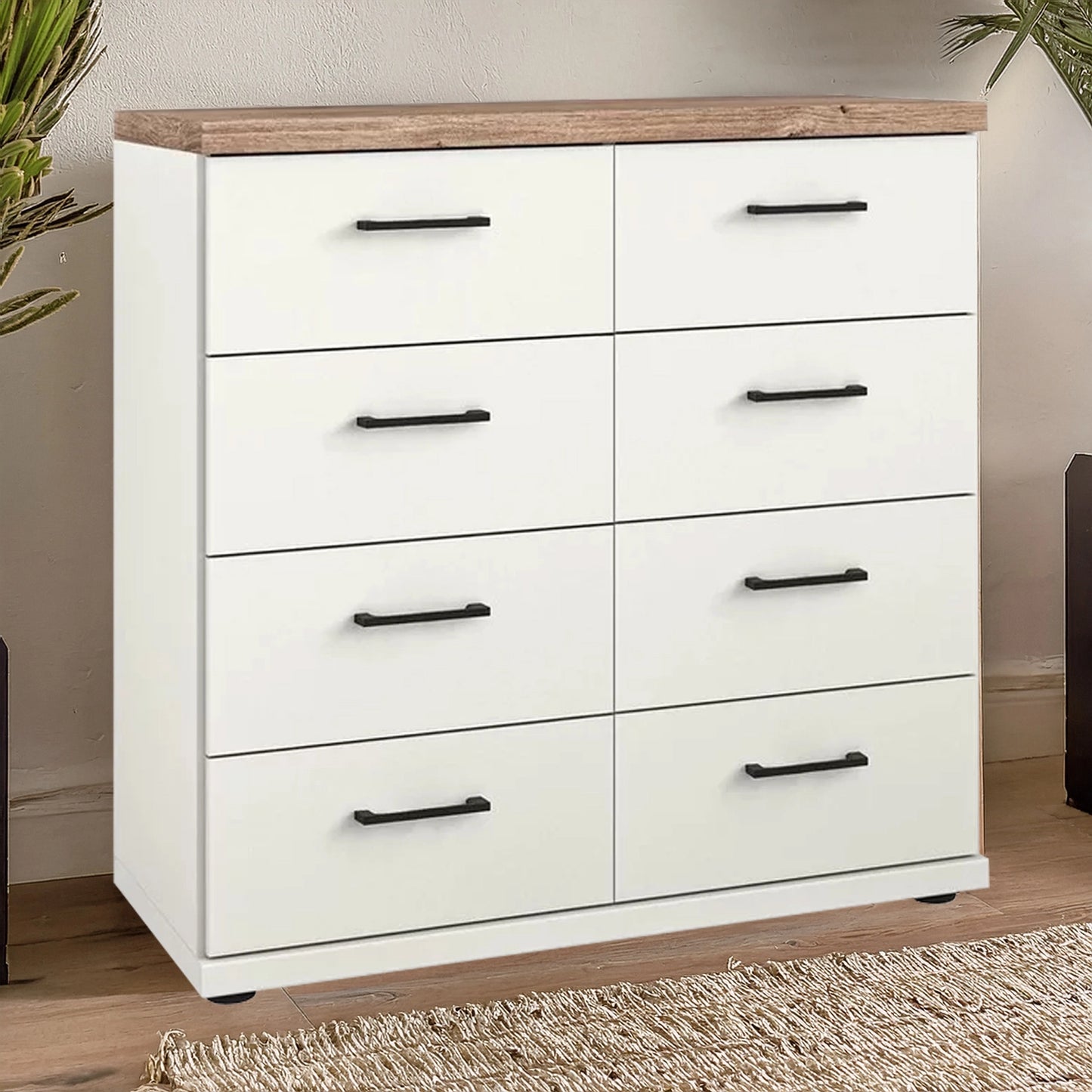 Wiemann Adeline 8 Drawer Twin Chest in White - Styled in Bedroom