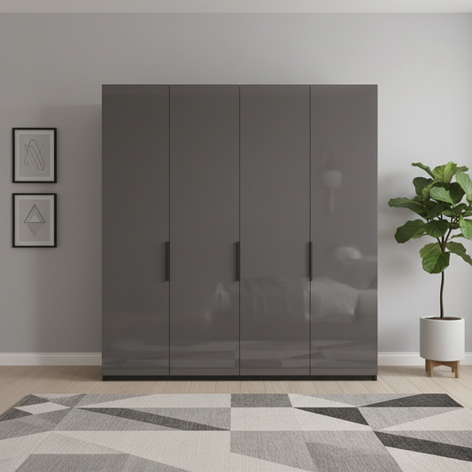 Amelia 200cm 4 Door Bifold Wardrobe with Glass Doors
