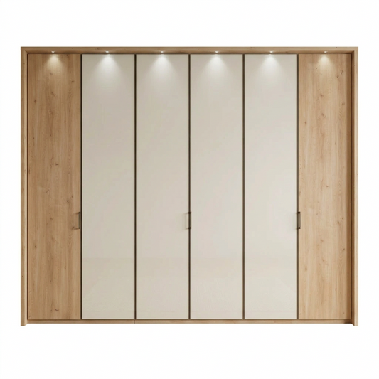 Apollo Champagne and Mirror Large 6 Door Wardrobe front view