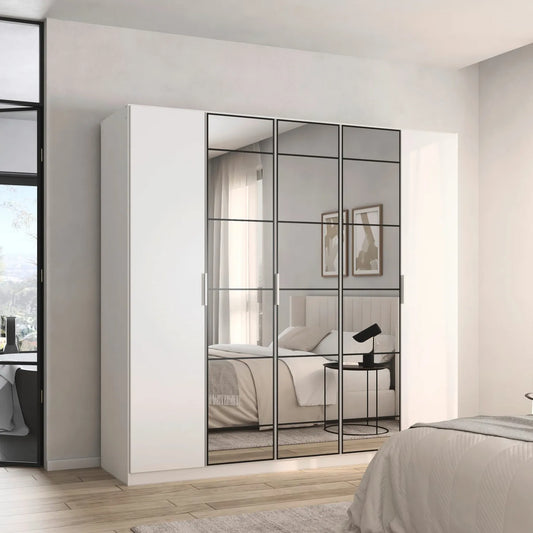 Ashworth Alpine White 226cm 5 Door Hinged Wardrobe - Styled in a Bedroom