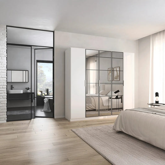 Ashworth Alpine White 226cm 5 Door Hinged Wardrobe - Styled in a Living Room