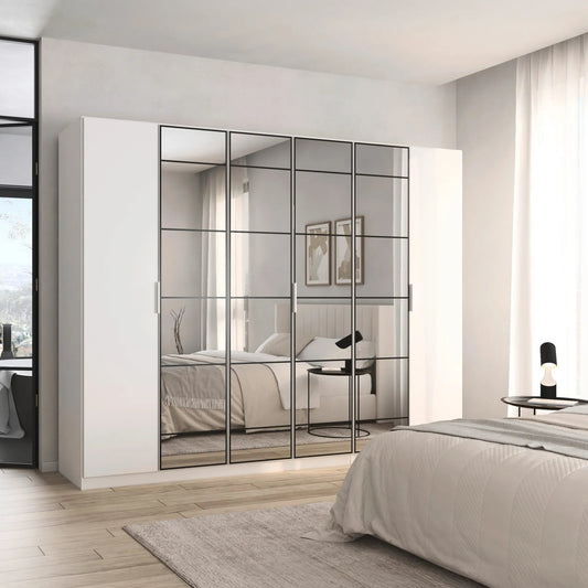 Ashworth Alpine White 6 Door Hinged Wardrobe - W271cm - Styled in a Bedroom