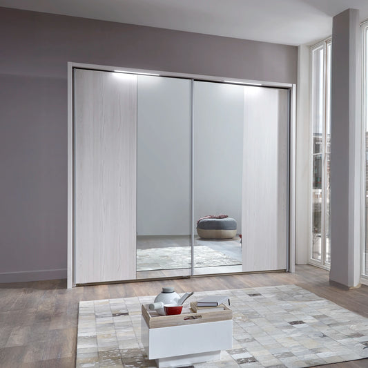 Wiemann Brixton Polar Larch 2 Door Sliding Wardrobe with Mirror Width 200cm