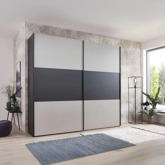 Corfu Graphite and Pebble Grey Sliding Door Wardrobe