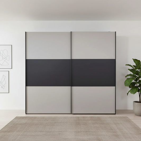 Corfu Graphite and Pebble Grey Sliding Door Wardrobe