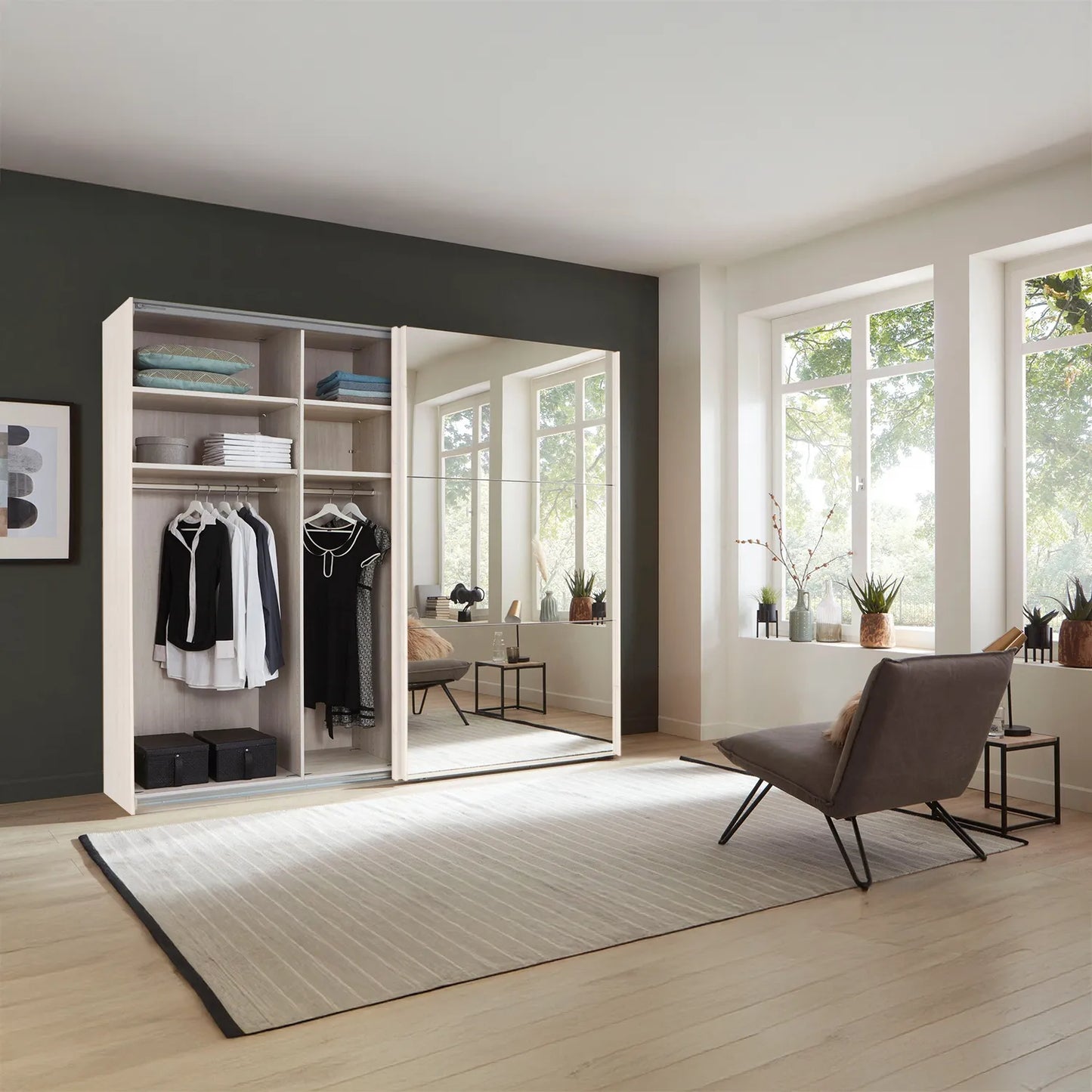Wiemann Corfu Sliding Wardrobe Style in a Room with One Door Open