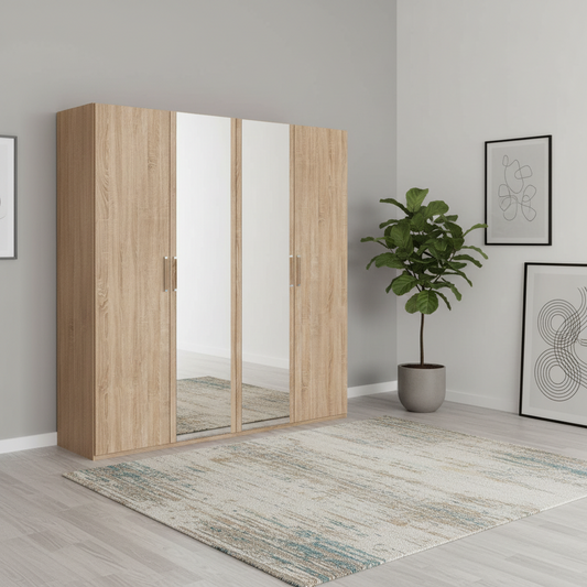 Eve Sonoma Oak 4 door Hinged Wardrobe