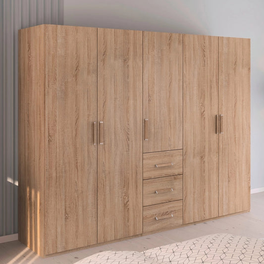 Rauch Eve Sonoma Oak 5 Door 3 Drawer Wardrobe in bedroom