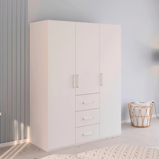 Rauch Eve White 3 Door 3 Drawer Wardrobe in bedroom