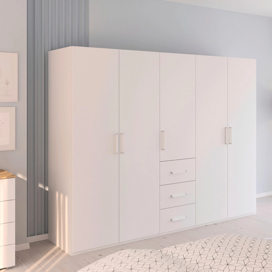 Rauch Eve White 5 Door 3 Drawer Wardrobe in bedroom