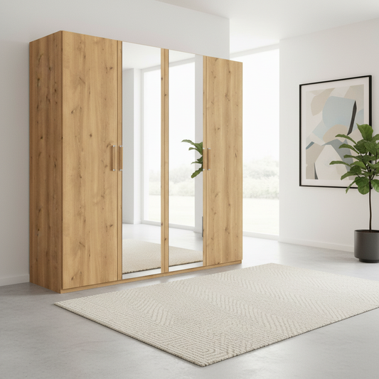 Eve Wild Oak 4 door Hinged Wardrobe