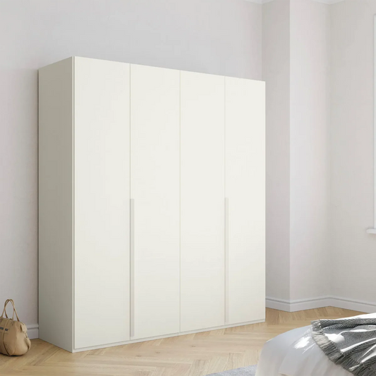 Frans 200cm Decor 4 Door Hinged Wardrobe in White - Styled in a Bedroom