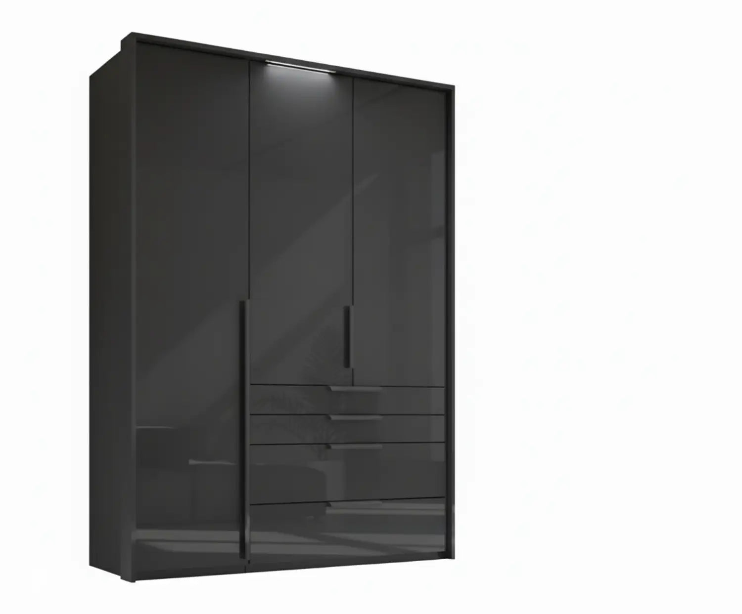 Frans 151cm Glass 3 Door Wardrobe With Drawers - Passepartout Frame - Led Light