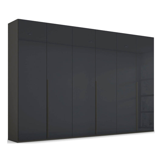Frans 300cm Glass 6 Door Wardrobe in Graphite Glass