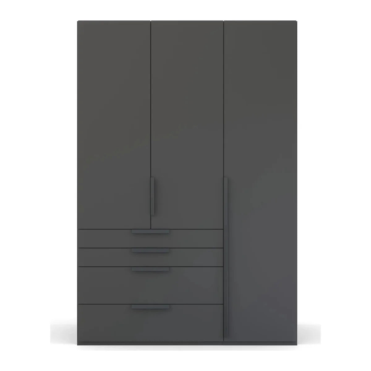 Frans 151cm Decor 3 Door Wardrobe With Drawers in Graphite - Front view