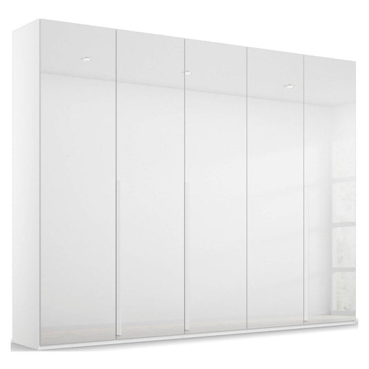 Frans 250cm 5 Door Wardrobe in White Glass