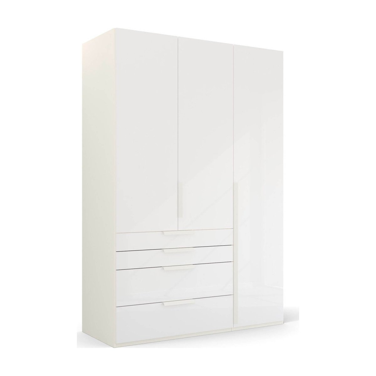 Frans 151cm Glass 3 Door Wardrobe With Drawers in White