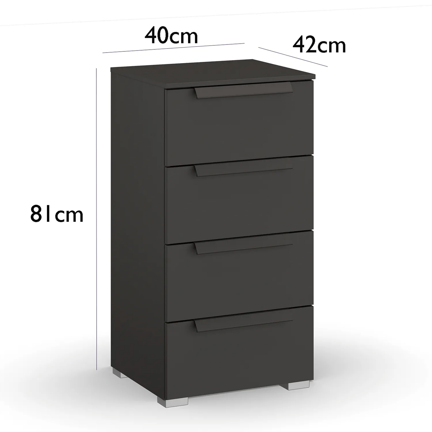 Rauch Frans 4 Drawer Glass Narrow Chest - Dimensions