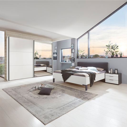 Halver White 2 Door Sliding Wardrobe with Mirror - Styled Bedroom