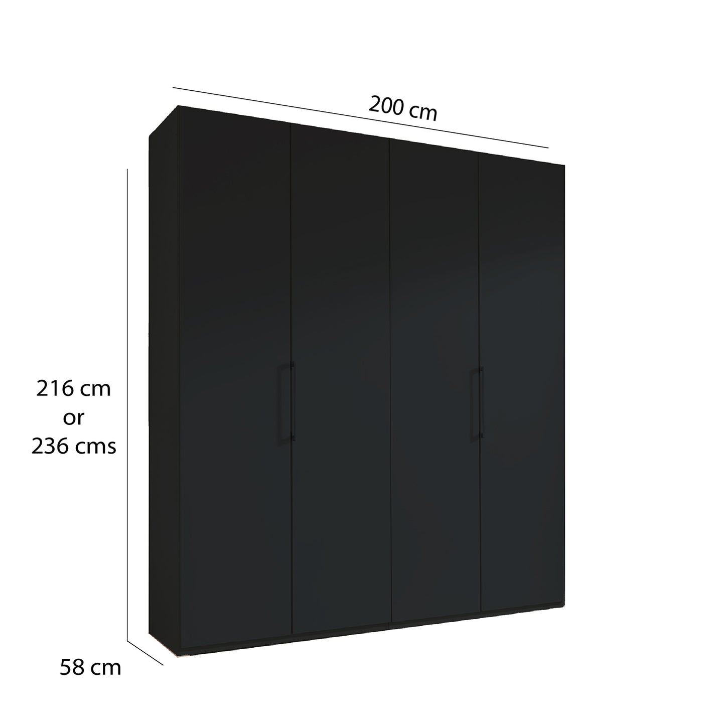 Halver Graphite 4 Door Hinged Wardrobe (W200cm)