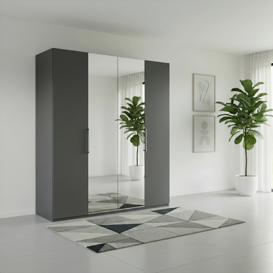 Halver Graphite 4 Door Hinged Wardrobe (W200cm)