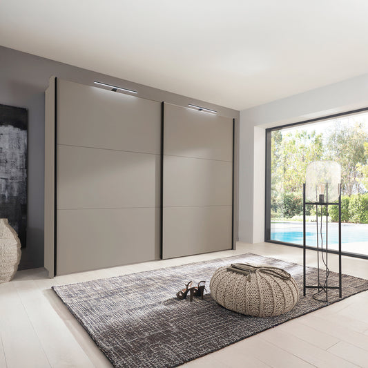 Glasgow Pebble Grey 2 Door Sliding Wardrobe - Styled in Room