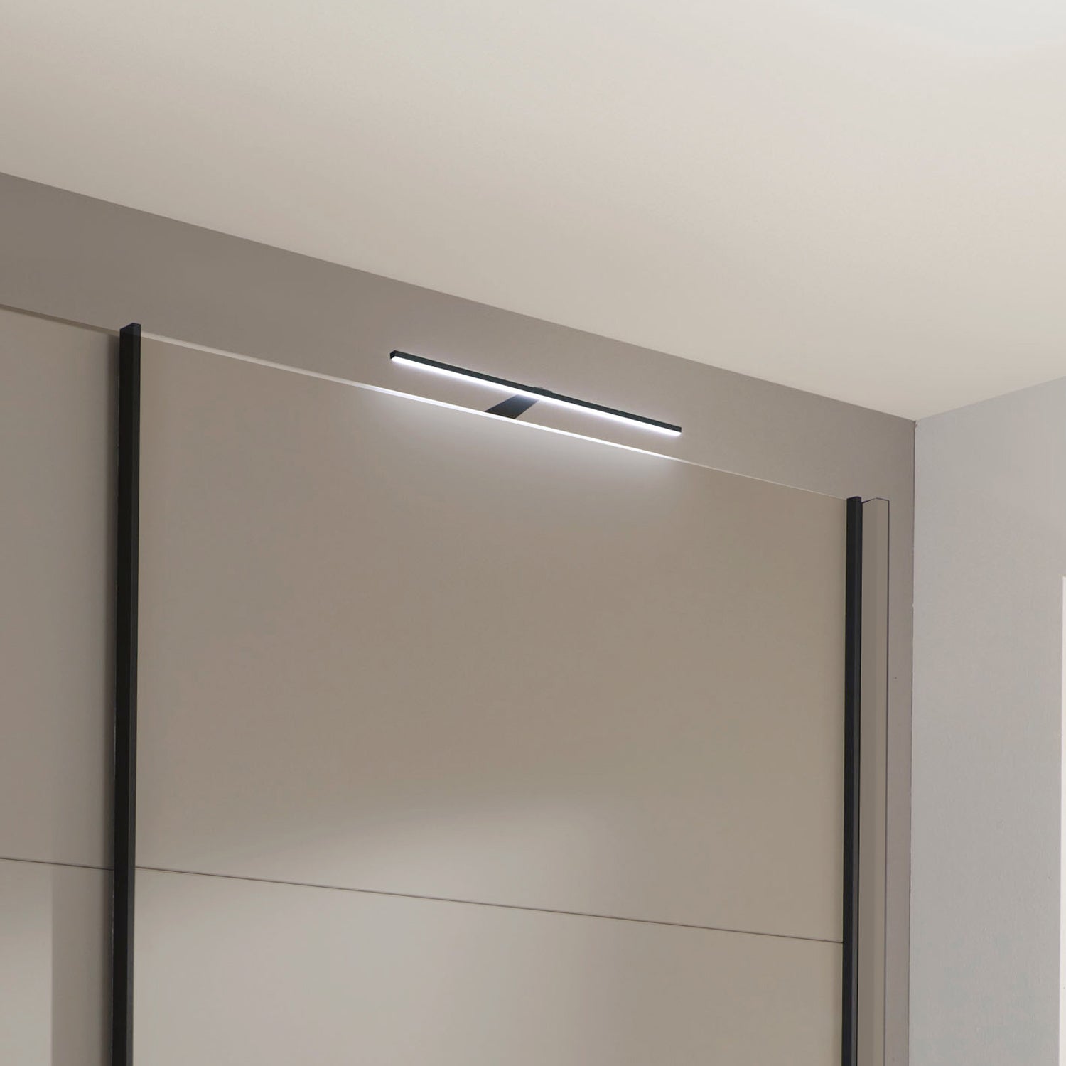 Halver Pebble Grey 2 Door Sliding Wardrobe - With Light