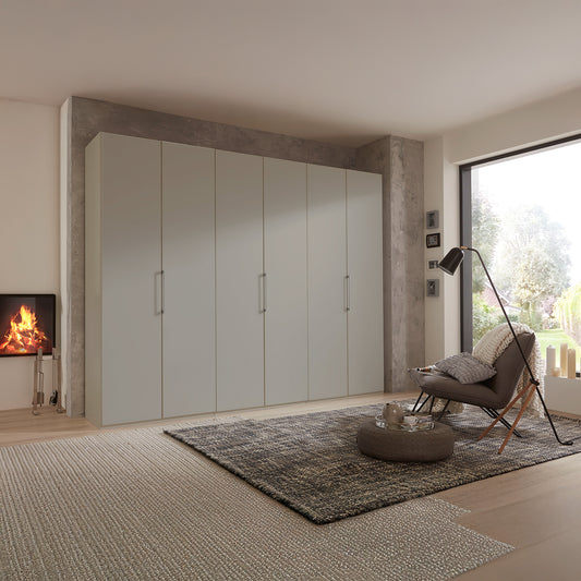 Glasgow Pebble Grey 6 Door Hinged Wardrobe (W300cm) - Styled Bedroom