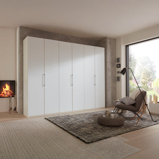 Halver White 6 Door Hinged Wardrobe (W300cm) - Styled Bedroom