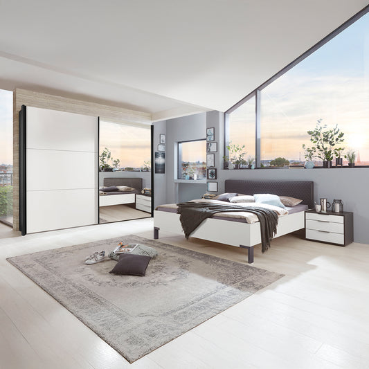 Modern bedroom with Halver bed Frame, Wardrobe and Bedside Cabinet