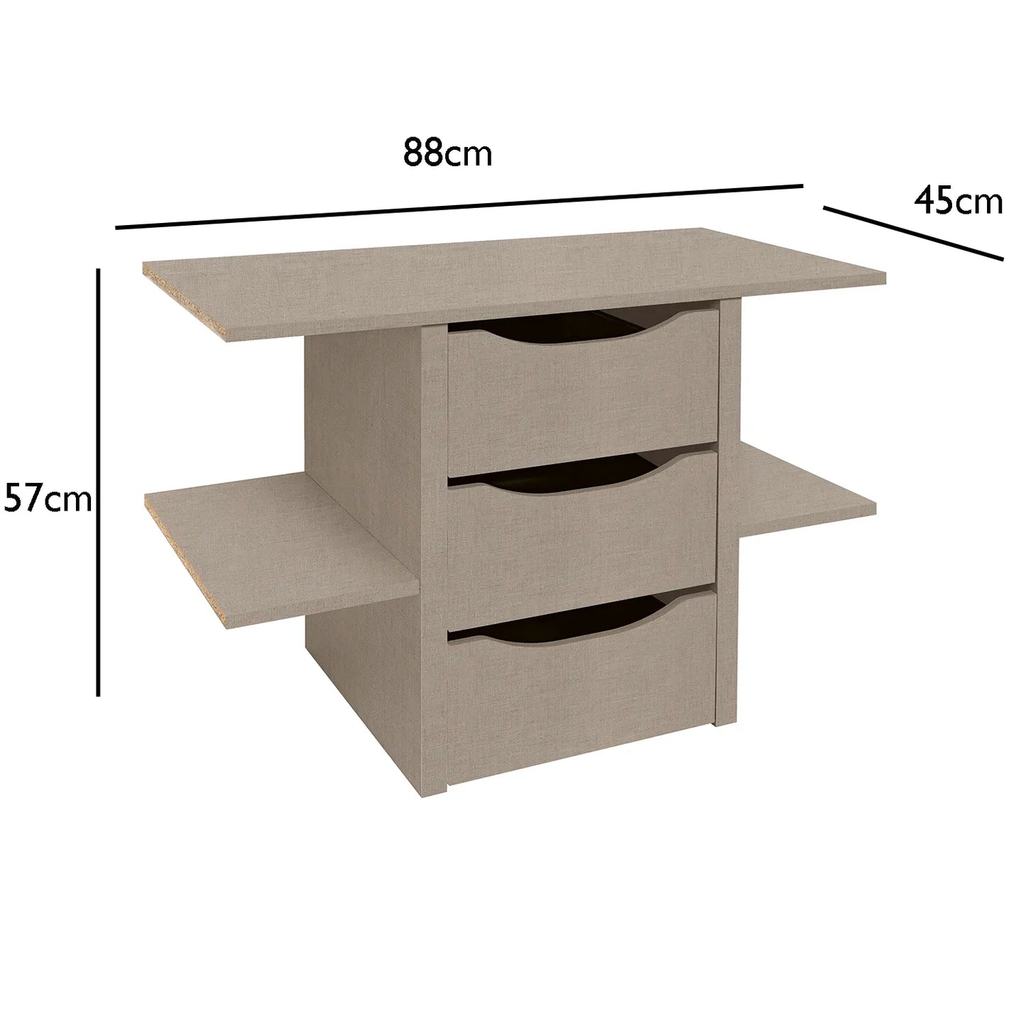 Interior 3 Drawer For Wardrobes - Orange - Style 4 - 9898 - Dimensions
