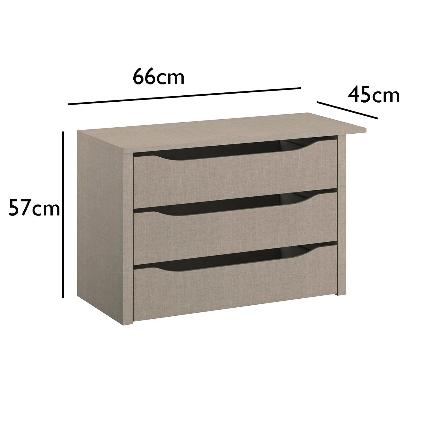Interior 3 Drawer For Wardrobes - Orange - Style 2 - 9860 - Dimensions