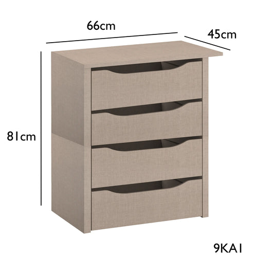 Interior 4 Drawer For Wardrobes - Orange - Style 2 - 9KA1 - Dimensions