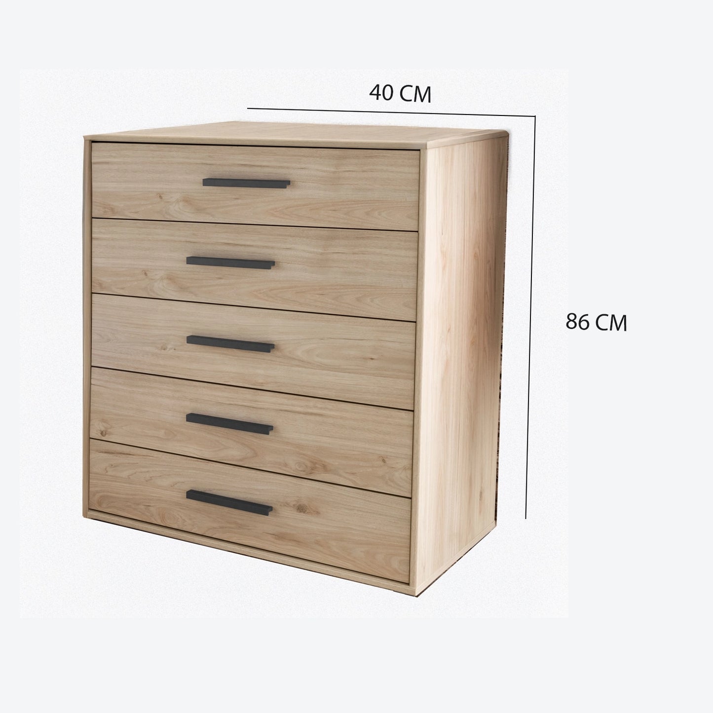 Johnson 5 Drawer Chest - W40CM - Dimensions
