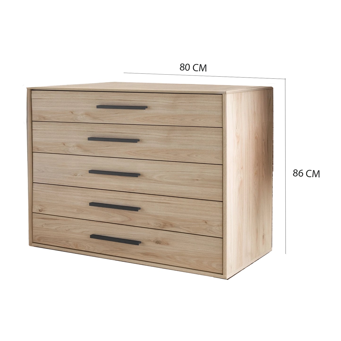 Johnson 5 Drawer Chest - W80CM - Dimesions