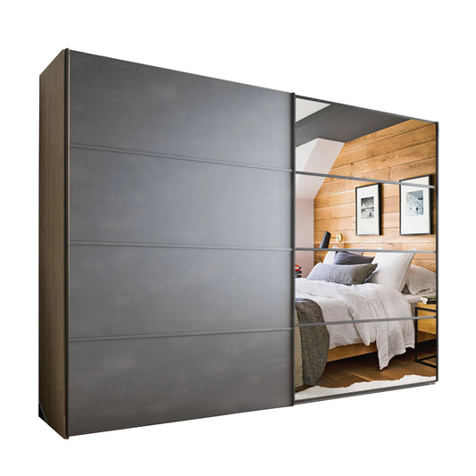 Johnson Holm Oak & Slate Finish Sliding Wardrobe with Mirror