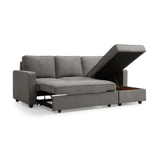 Mandy Grey Fabric Corner Sofabed with Storage - Pendle Village Furniture