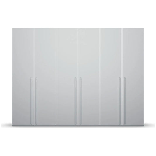 Kacey Pure 6 Door 301cm Wide Wardrobe in Silk Grey - Front View