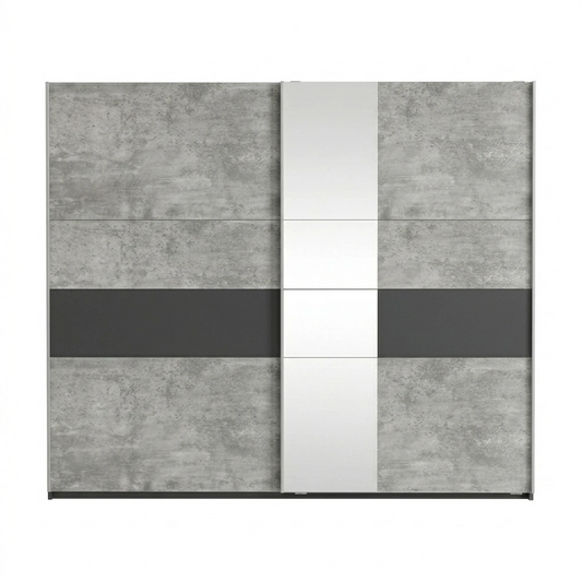 Kadenbach Stone Grey & Metallic Grey Sliding Door Wardrobe 261cm
