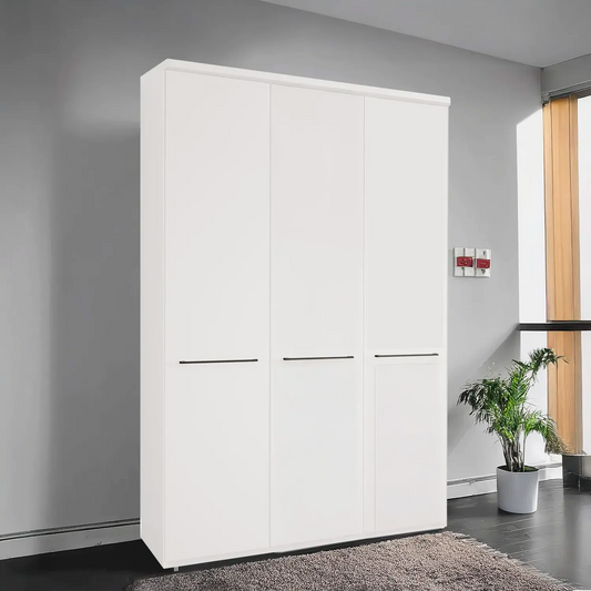 Cairns White 3 Door Hinged Wardrobe (W150cm) - Styled in Bedroom