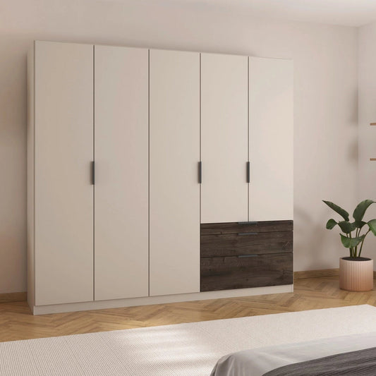 Kodi wardrobe interior showing the adjustable shelf and metal hanging rail in each compartment