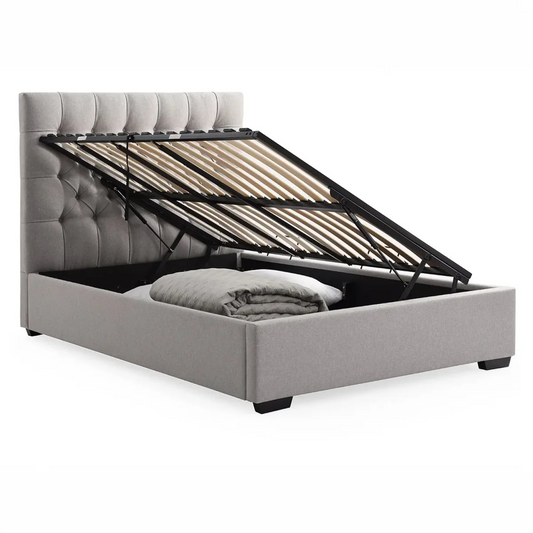 Lisa - Upholstered Button Back Faux Wool Ottoman Bed - Pendle Village Furniture