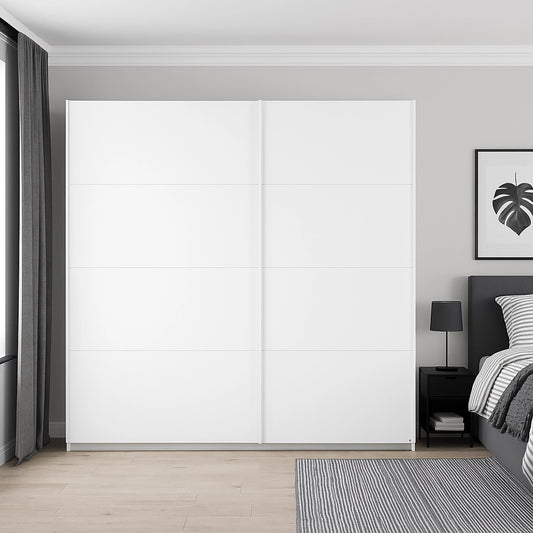 Rauch Maverick 2 Door White High Gloss Sliding Wardrobe - W181cm - Styled in a Bedroom