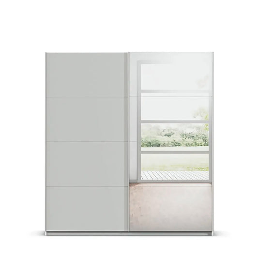 Rauch Maverick 2 Door Silk Grey Sliding Wardrobe With Mirror- W181cm - Front View